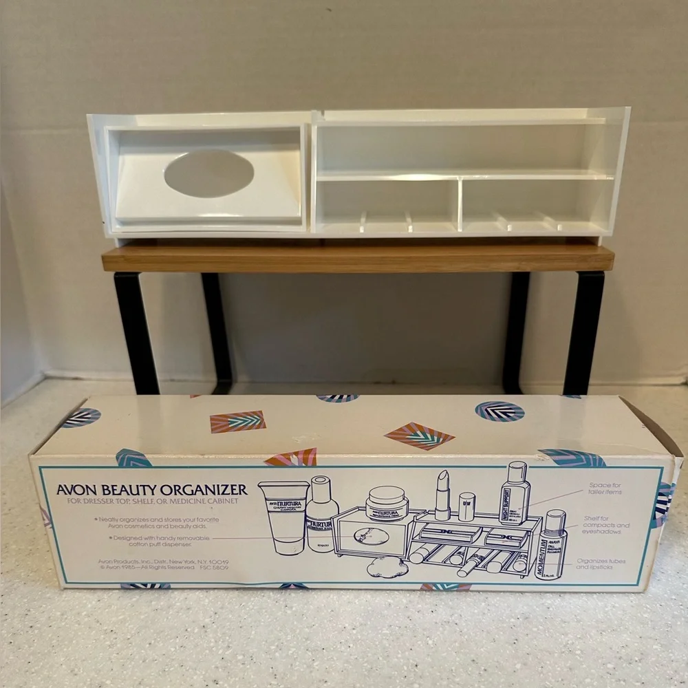Vintage Avon Beauty Organizer White Bath Makeup Storage Unit Modern Design